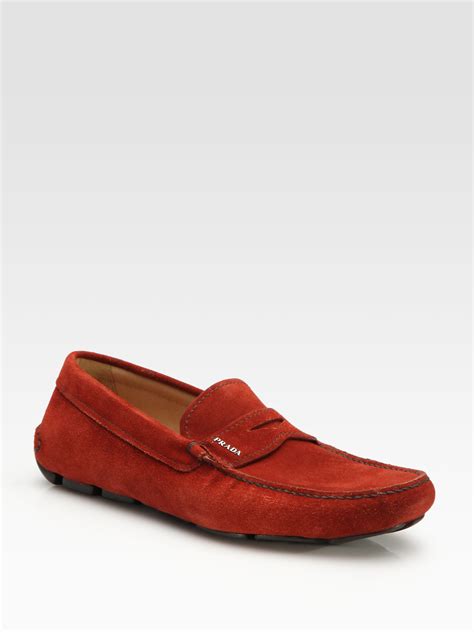 prada suede driving shoe|prada moccasins men's.